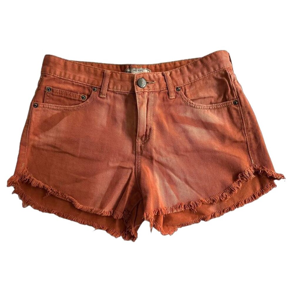 FREE PEOPLE Rust / Burnt Orange Denim Cutoff Shorts Size 28